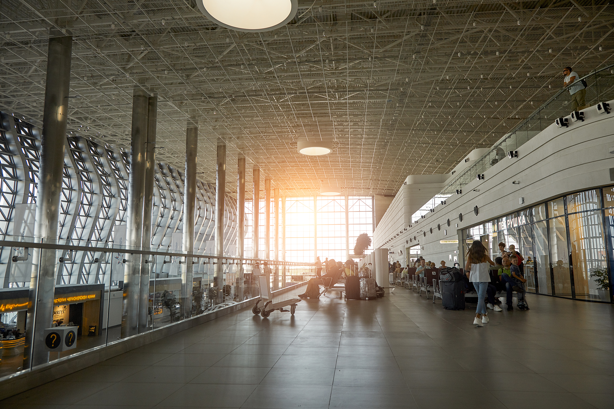 interior modern international airport terminal travel concept